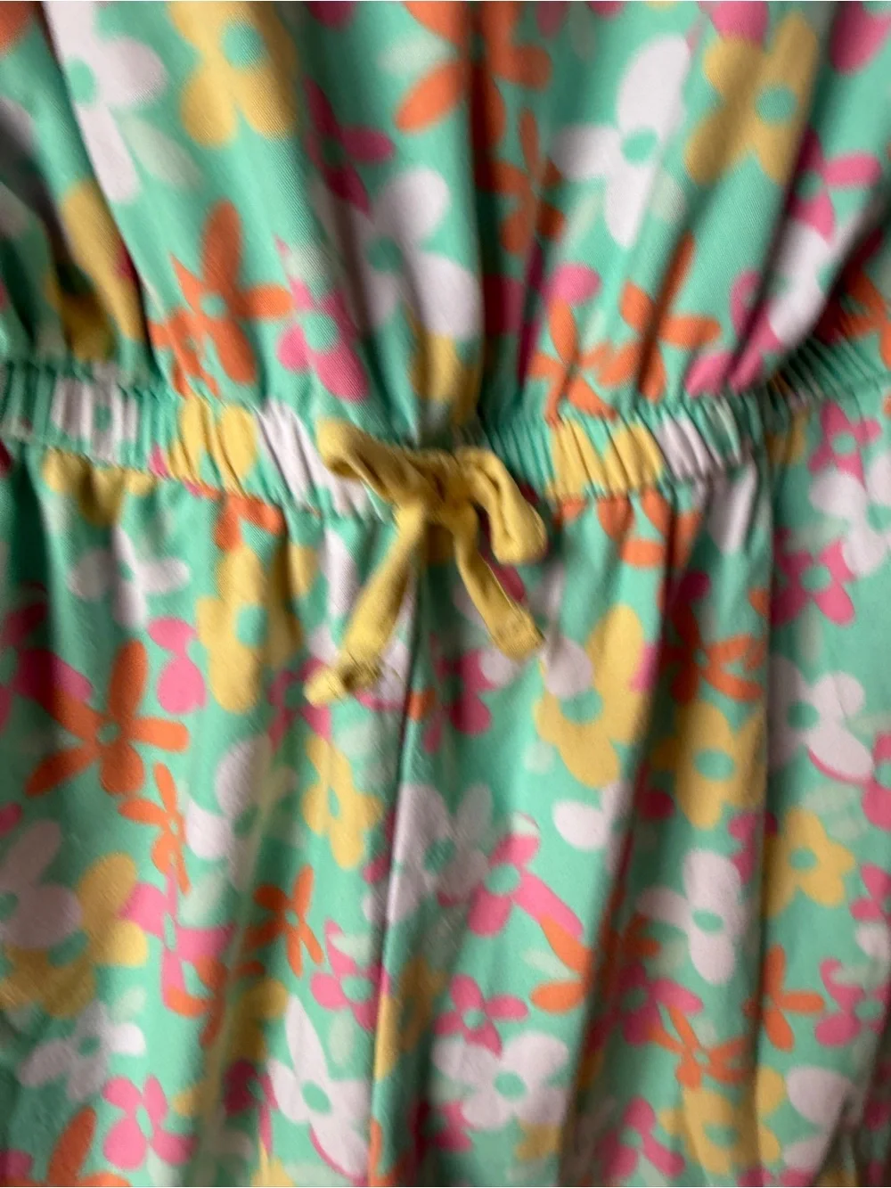 Girls Floral Ruffle Romper Size 14 Mint Pink Yellow Summer Beach Vacation
